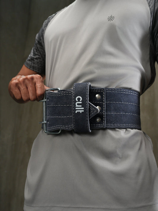 SM Gym Belt Grey Suede Leather Unisex