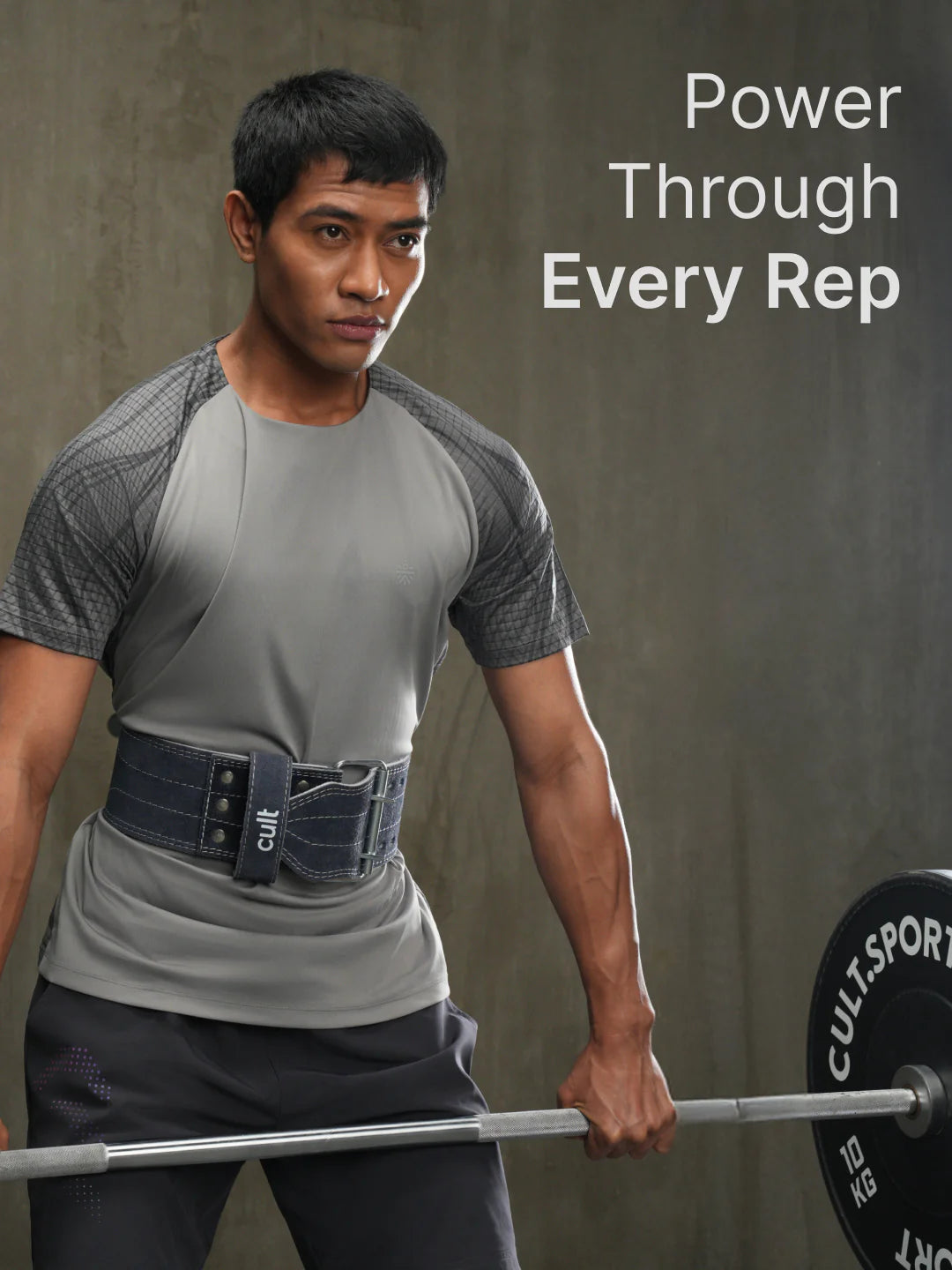 SM Gym Belt Grey Suede Leather Unisex