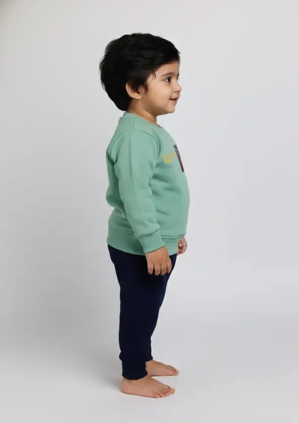 Boys Casual Sweatshirt Track Pants  (Emerald & Mustard)