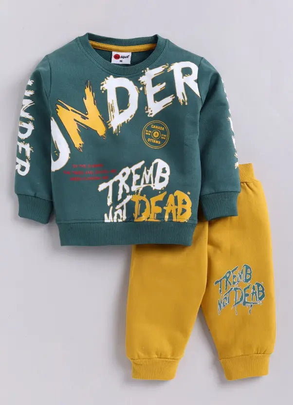 Boys Casual Sweatshirt Track Pants  (Emerald & Mustard)