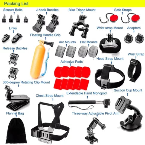 40 in 1 Accessories Kit Compatible With Gopro, Insta360, DJI, SJCAM and other Action Cameras