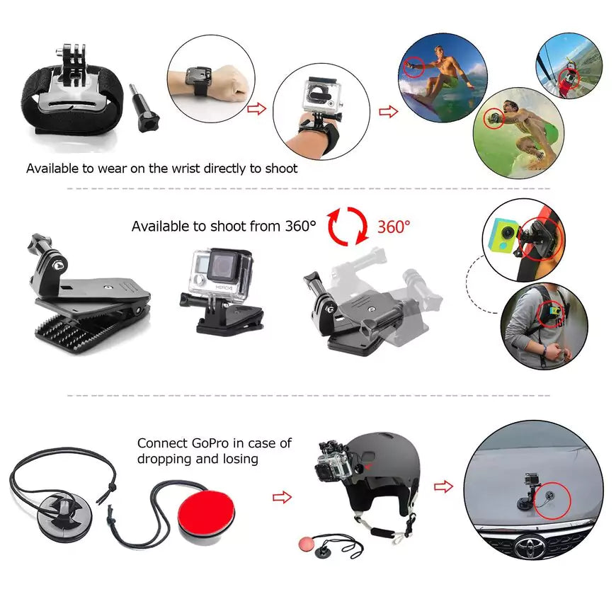 40 in 1 Accessories Kit Compatible With Gopro, Insta360, DJI, SJCAM and other Action Cameras