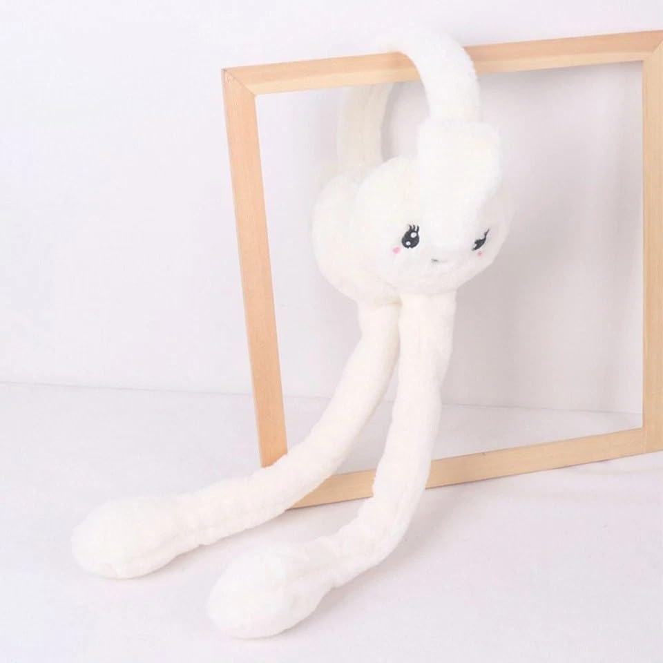Cute Moving Bunny Ear Earmuffs for Kids – Squeeze-to-Flop Plush Headband | Warm & Adorable Winter Wear/Multicolour