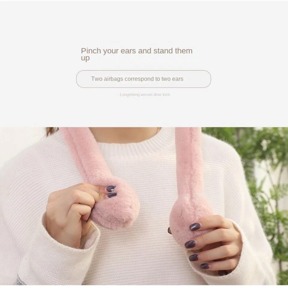 Cute Moving Bunny Ear Earmuffs for Kids – Squeeze-to-Flop Plush Headband | Warm & Adorable Winter Wear/Multicolour