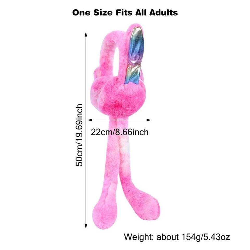 Cute Moving Bunny Ear Earmuffs for Kids – Squeeze-to-Flop Plush Headband | Warm & Adorable Winter Wear/Multicolour