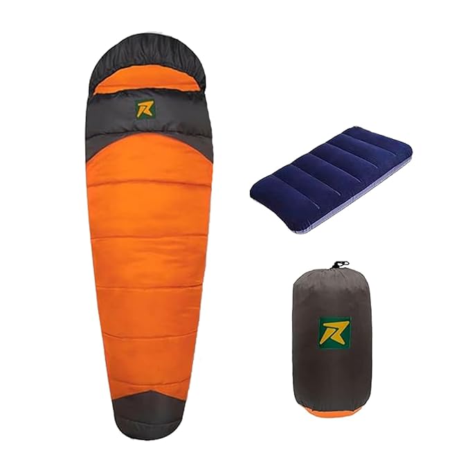 Rocksport Camplite +10°C to +20°C Shape Sleeping Bag for Camping, Hiking, Indoor & Outdoor, Warm Sleep Bag l Free Air Pillow & Adventure Pass