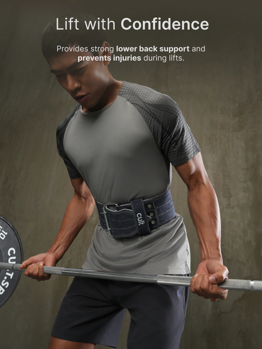 SM Gym Belt Grey Suede Leather Unisex