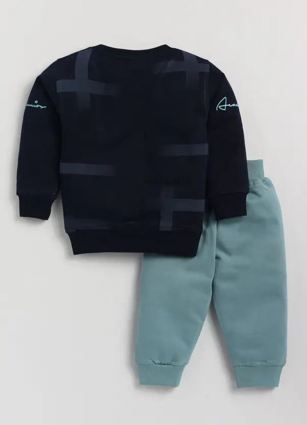 Boys Casual Sweatshirt Track Pants  (Emerald & Mustard)