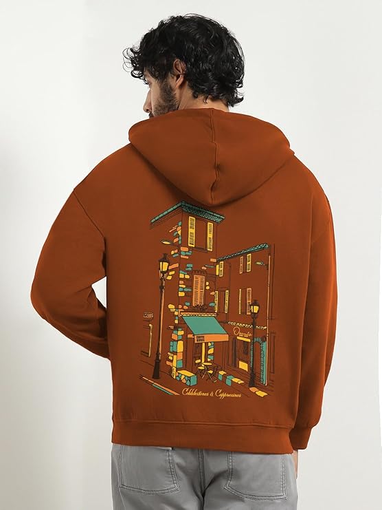 Men Oversized Fit Oversized Hooded Sweatshirt