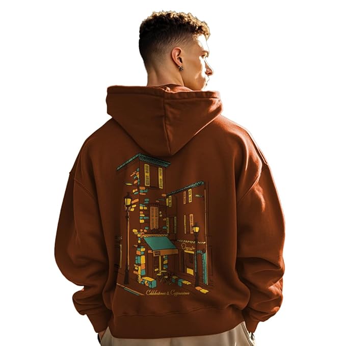 Men Oversized Fit Oversized Hooded Sweatshirt