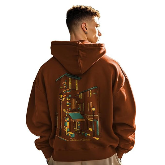 Men Oversized Fit Oversized Hooded Sweatshirt