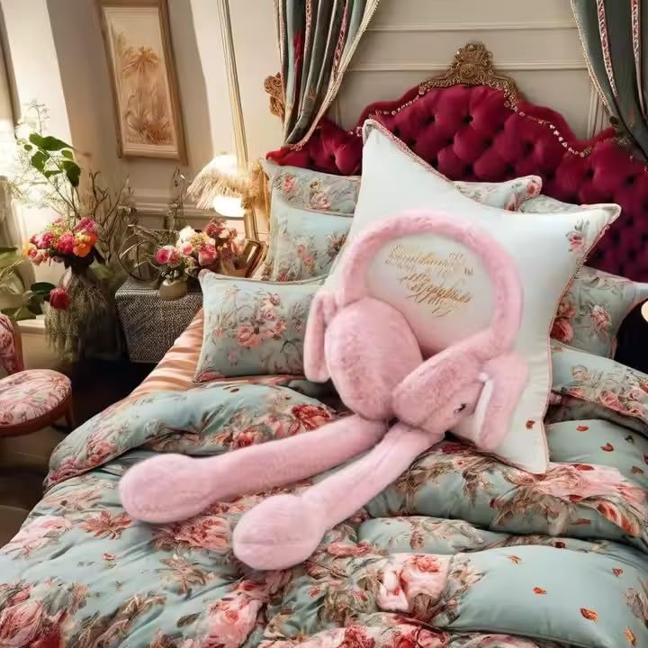 Cute Moving Bunny Ear Earmuffs for Kids – Squeeze-to-Flop Plush Headband | Warm & Adorable Winter Wear/Multicolour