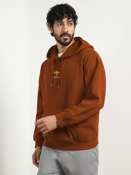 Men Oversized Fit Oversized Hooded Sweatshirt