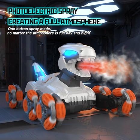Mechanical Dragon RC Car | 360° Rotation Car with LED Lights, Smoke Effect, Gesture Sensor Control, Rechargeable Stunt