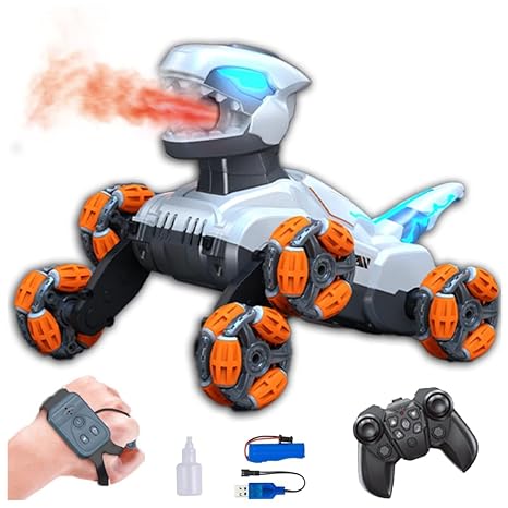 Mechanical Dragon RC Car | 360° Rotation Car with LED Lights, Smoke Effect, Gesture Sensor Control, Rechargeable Stunt
