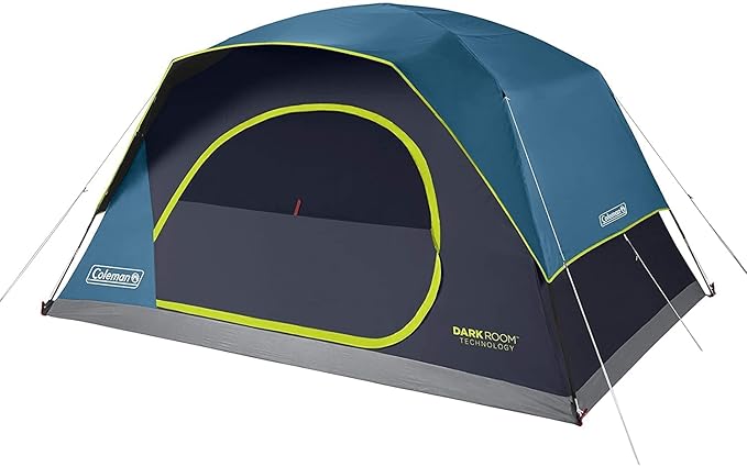 Coleman 8-Person Dark Room SkyDome Camping Waterproof Dome Tent l with More Headroom & 5 Minute Set Up with Fixed Pre-Attached Poles Nylon