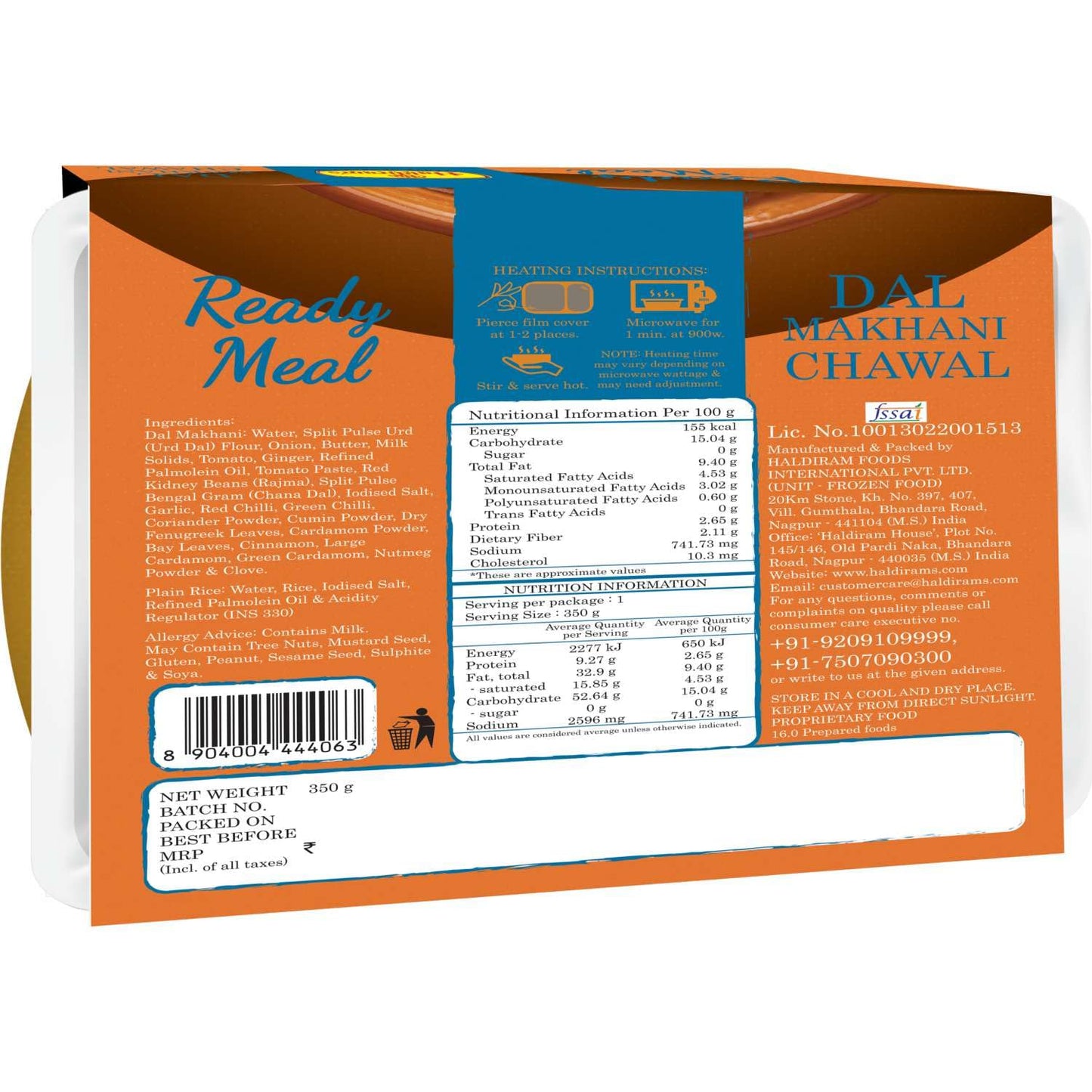 Haldiram's Choley Chawal , Dal Tadka with Jeera rice, Dal Makhani and Rajma Chawal Combo  (1350 g)