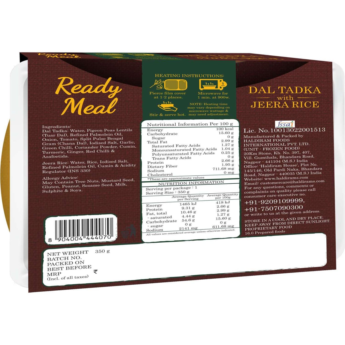Haldiram's Choley Chawal , Dal Tadka with Jeera rice, Dal Makhani and Rajma Chawal Combo  (1350 g)