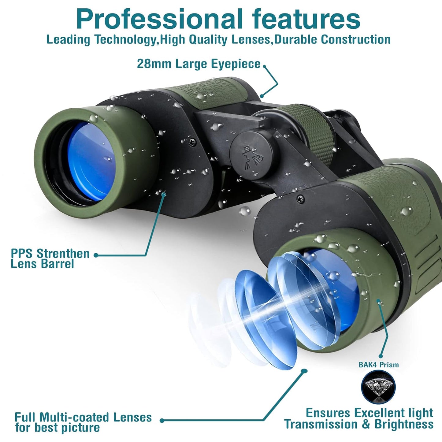 Professional Telescope Binoculars with Pouch 8 X Zoom