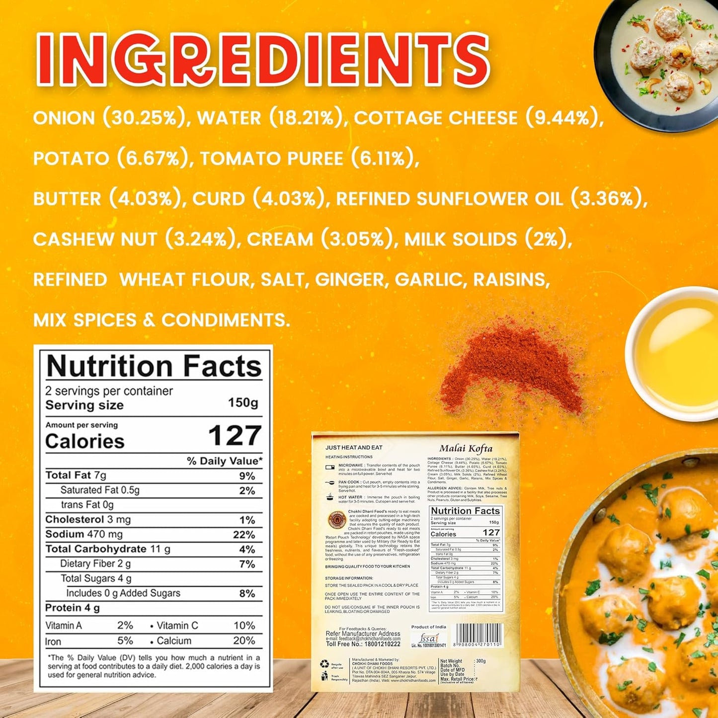 Chokhi Dhani by NA Malai Kofta Ready To Eat Meal in 2 Minutes