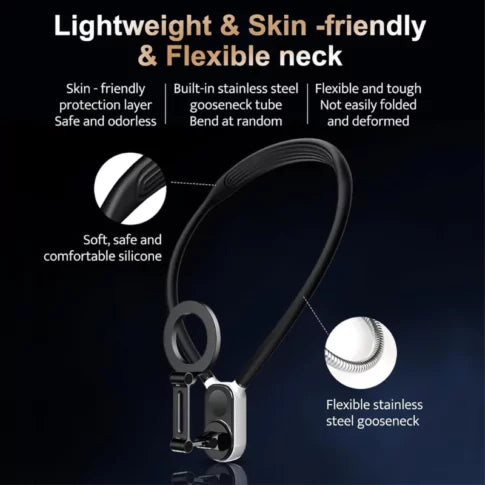 Magnetic Phone Neck Holder Mount POV Vlog Hands Free with Magnetizer Ring Video Recording for iPhone, Android, Action Camera