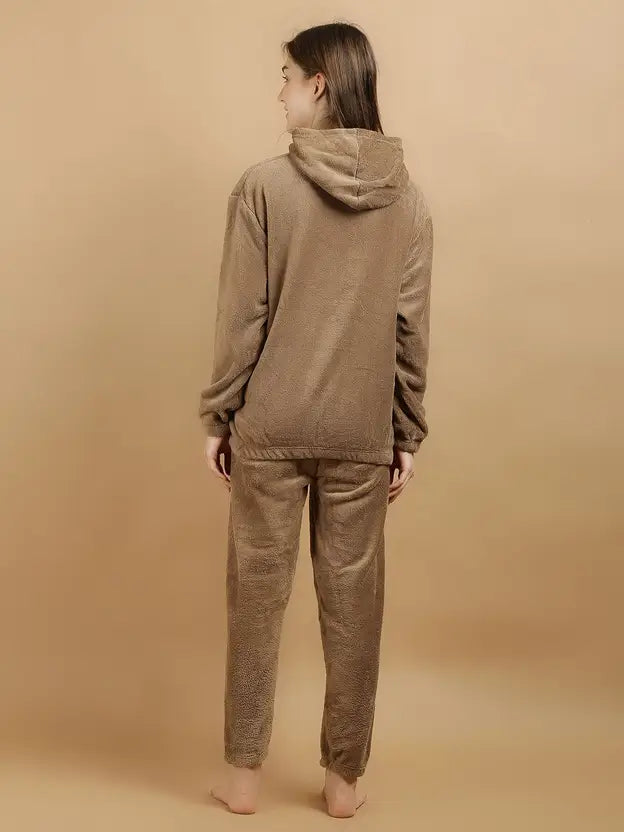 Women Night Suit Set Brown